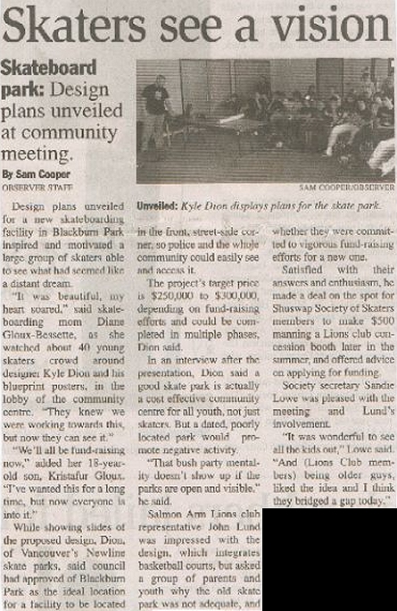 June 8, 2005 Salmon Arm Observer article by Sam Cooper graphic