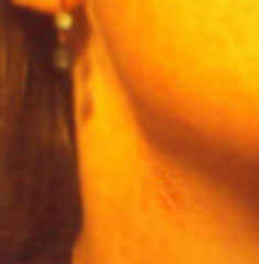 on the neck, just beneath the the jaw... yum on the neck,
just beneath the the jaw... yum